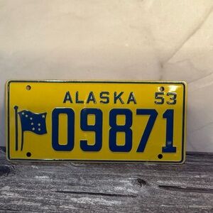 Vintage 1953 Wheaties Cereal Alaska Metal Bicycle License Plate